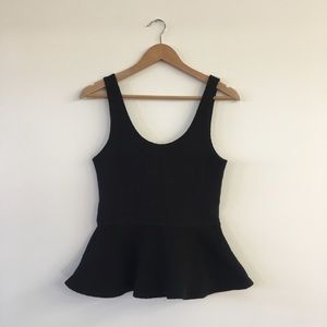 Anthropologie Black peplum tank top Size S…